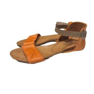 Miz Mooz Alanis Orange Leather Ankle Strap Sandals Size 8 Comfort Artsy